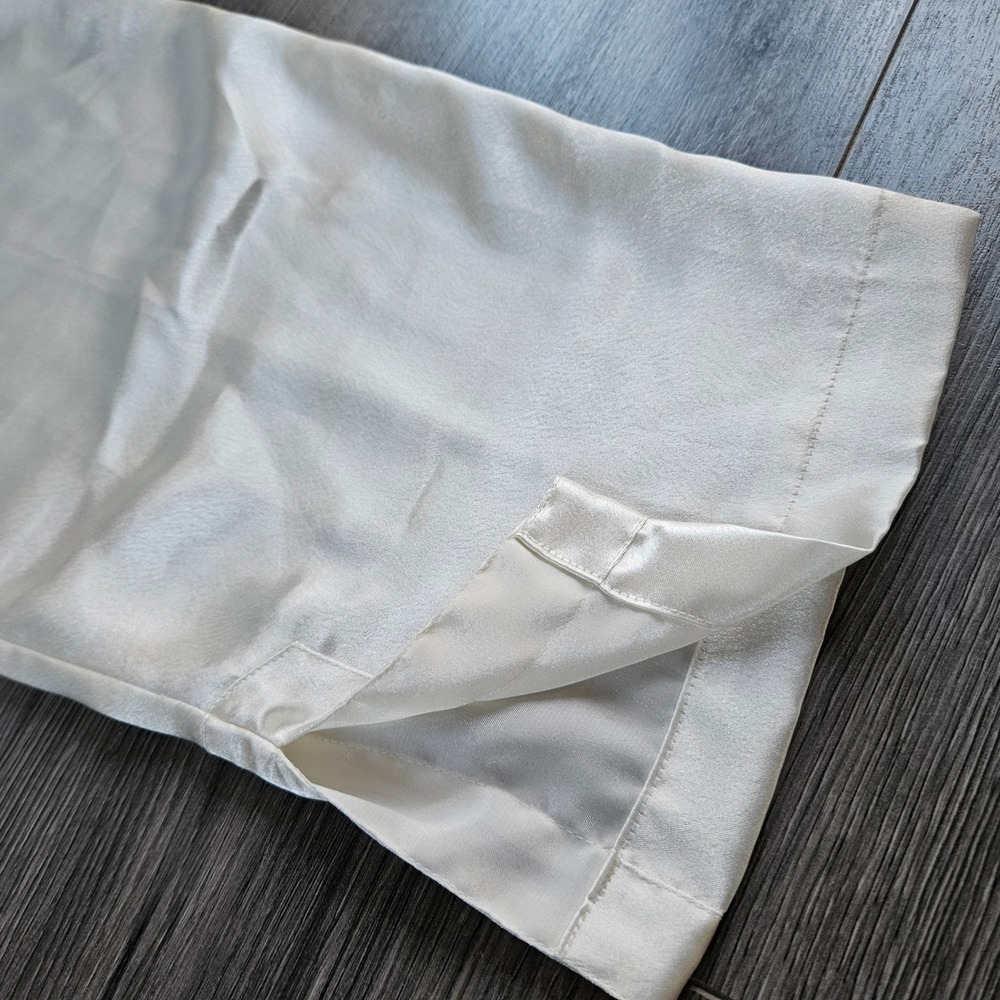 Vintage Victorias Secret Gold Label Pajama 2 Pc Set Ivory Satin Floral Stripe M - Picture 11 of 14